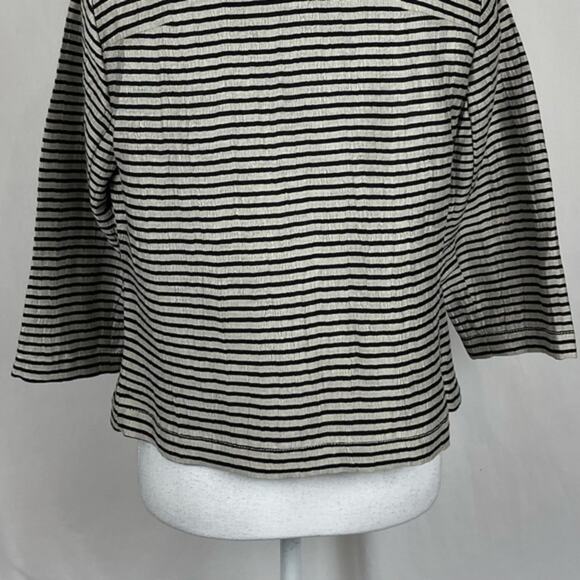 LOFT Black & Metallic Champagne Striped Linen Party Event Jacket NWOT Size 0P - Picture 7 of 12